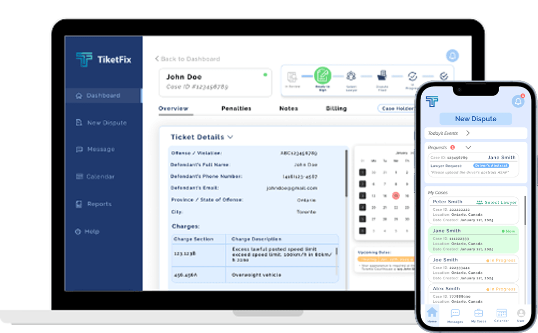 TiketFix dashboard on laptop and mobile app on phone