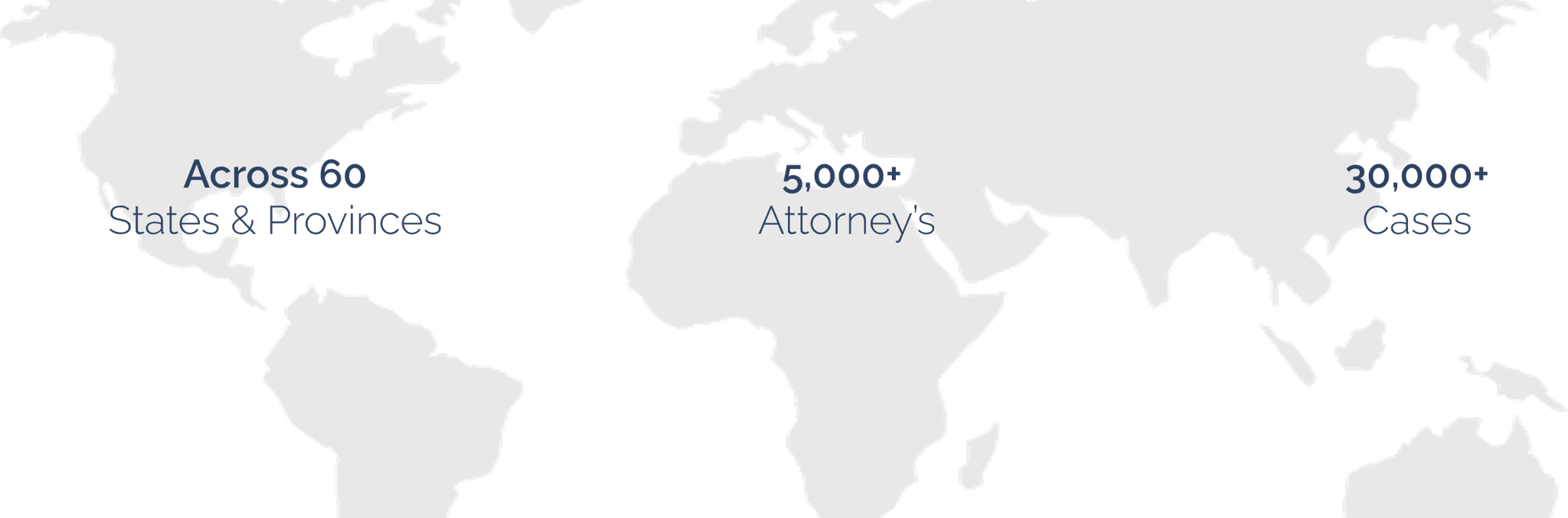 Across 60 States & Provinces, 5,000+ Attorney's, 30,000+ Cases